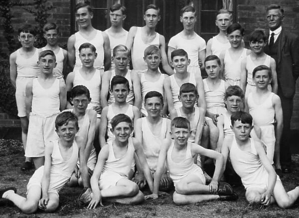 Boys Club gym class group photograph July 1934