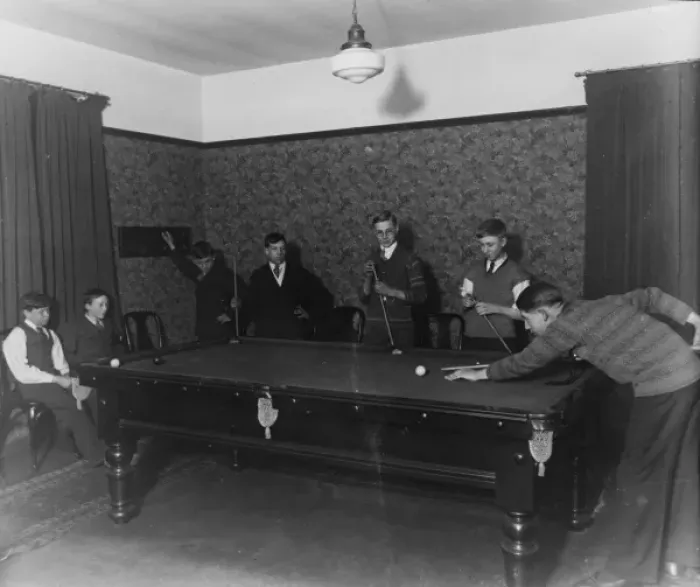Framed Print : Boys club snooker game, 1932 Framed Print : Boys club snooker game, 1932