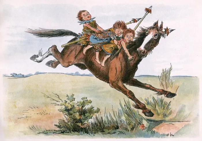 Framed Print : Three boys escape on a mustang Framed Print : Three boys escape on a mustang