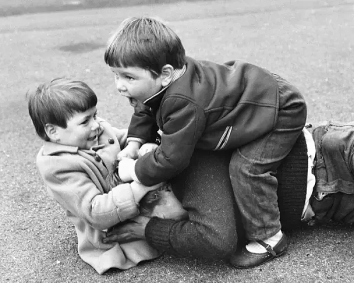 Framed Print : Three boys fighting, Balham, SW London Framed Print : Three boys fighting, Balham, SW London