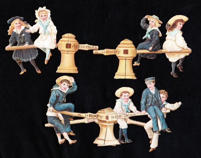 Framed Print : Boys and girls in sailor suits on three Victorian scraps Framed Print : Boys and girls in sailor suits on three Victorian scraps