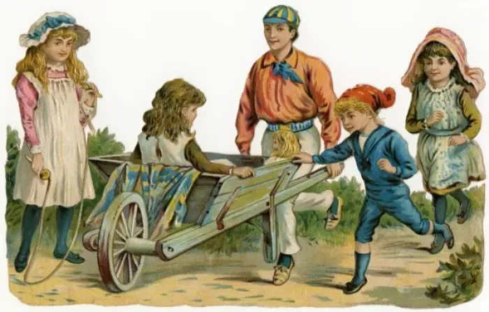Framed Print : Boys / Girls / Wheelbarrow Framed Print : Boys / Girls / Wheelbarrow