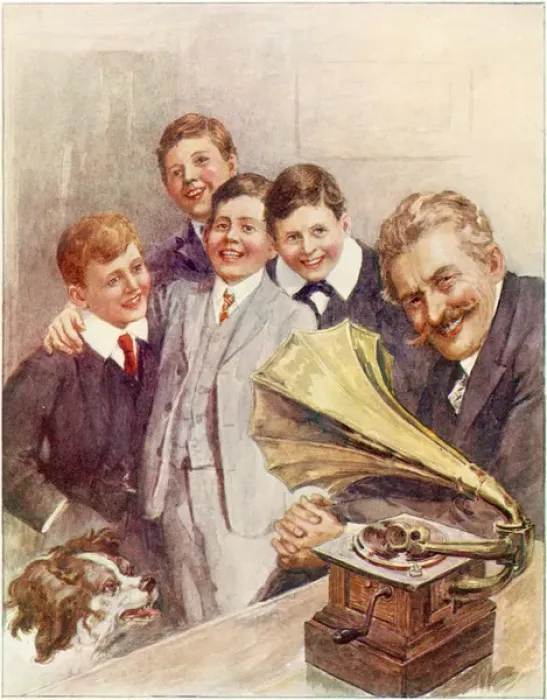 Framed Print : Boys & Gramophone Framed Print : Boys & Gramophone