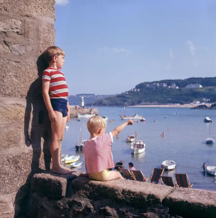 Framed Print : Two boys in the harbour, St Ives, Cornwall Framed Print : Two boys in the harbour, St Ives, Cornwall