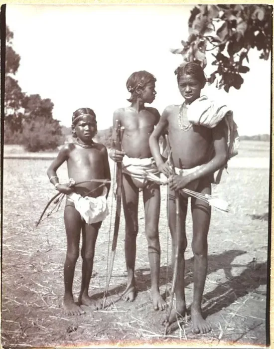 : Three boys on a hunting trip, India : Three boys on a hunting trip, India
