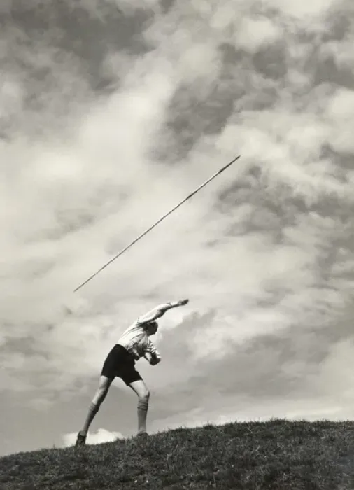 Framed Print : Boys Hurls Javelin Framed Print : Boys Hurls Javelin