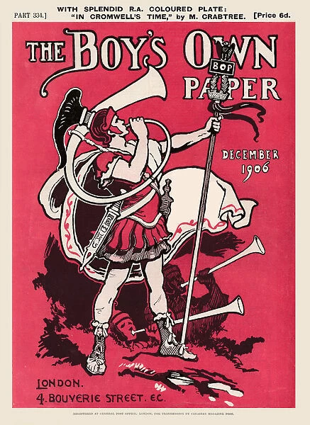 Boys Own Paper. Part 334. front cover. Illustration of a Roman soldier blowing a horn