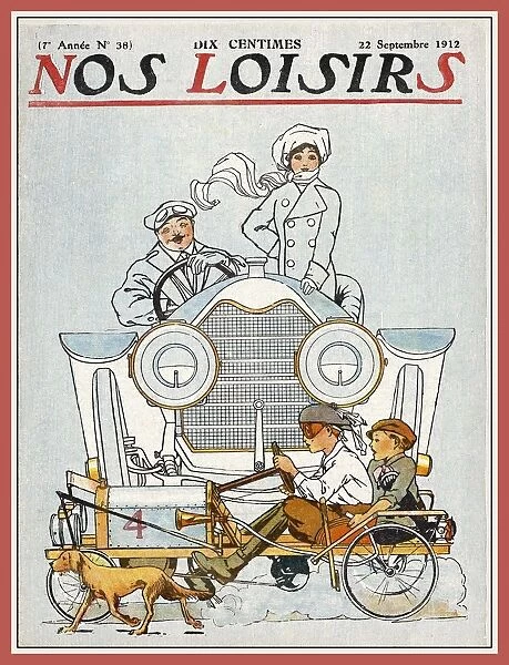 BOYS IN PEDAL CAR  /  1912