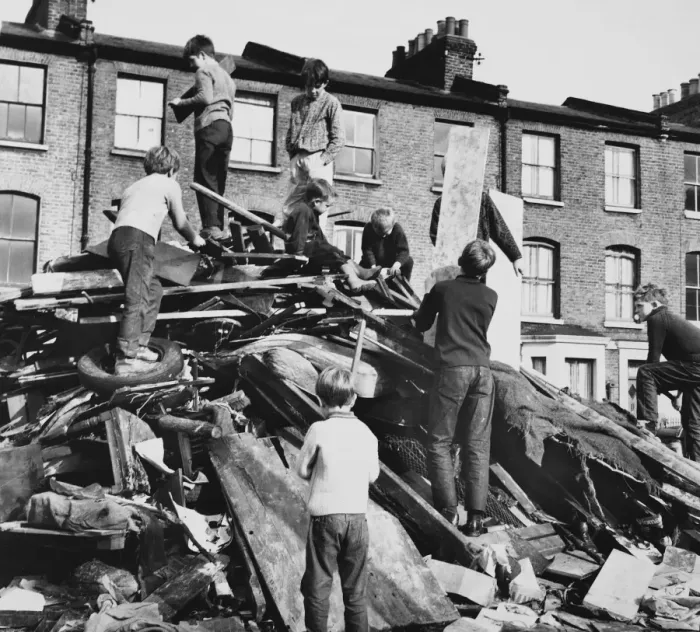 Framed Print : Boys on a pile of rubbish, Balham, SW London Framed Print : Boys on a pile of rubbish, Balham, SW London