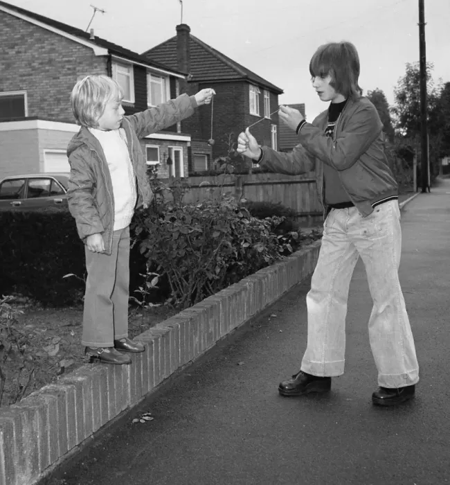 Framed Print : Two boys playing conkers Framed Print : Two boys playing conkers