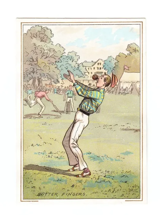 Framed Print : Boys playing cricket on a greetings card Framed Print : Boys playing cricket on a greetings card