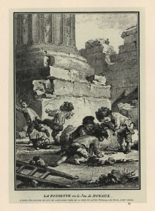 Framed Print : Boys playing the game of marbles called la fossette Framed Print : Boys playing the game of marbles called la fossette
