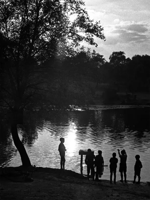 Framed Print : Boys playing by Keston Ponds, Kent Framed Print : Boys playing by Keston Ponds, Kent