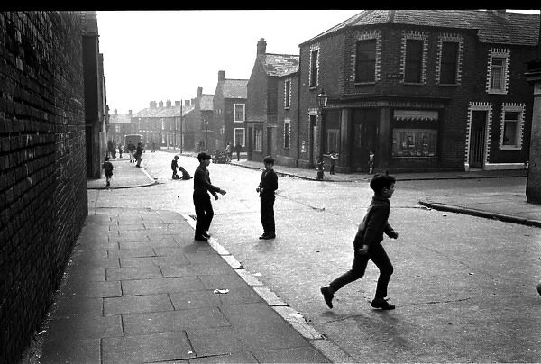 Boys playing in a street, Belfast, Northern Ireland