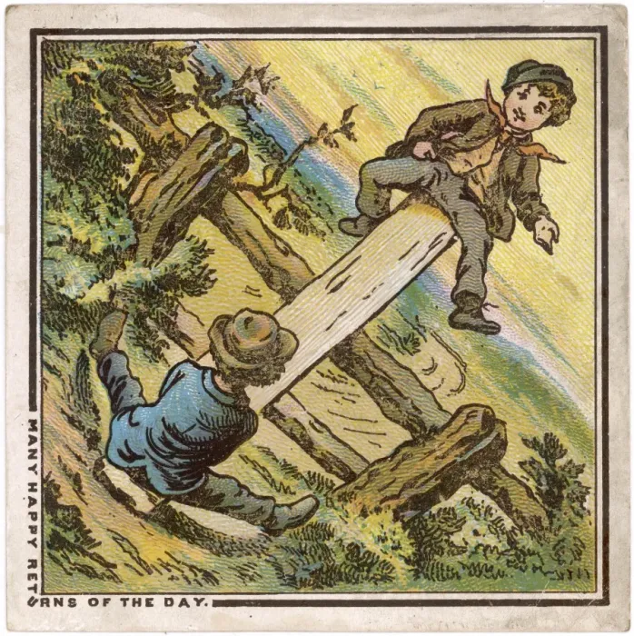 Framed Print : Boys on See-Saw / C19Th Framed Print : Boys on See-Saw / C19Th