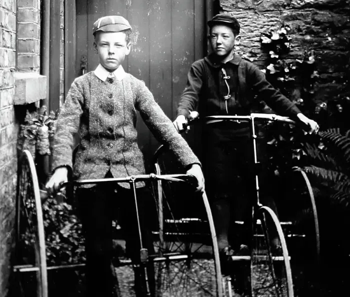 Framed Print : Boys on Tricycles - early 1900s Framed Print : Boys on Tricycles - early 1900s