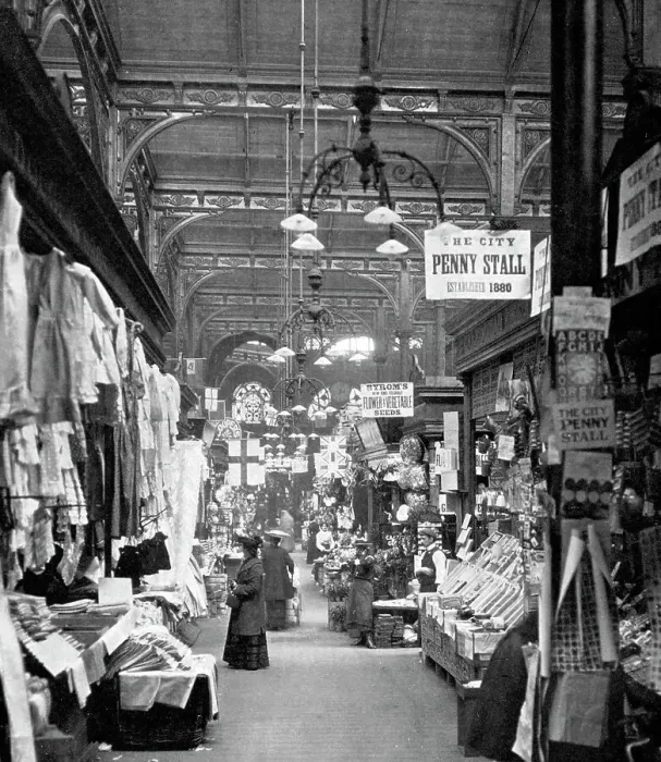 Framed Print : Bradford - Market Hall interior Framed Print : Bradford - Market Hall interior