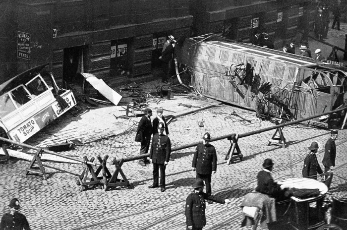 Framed Print : Bradford - Tram accident Framed Print : Bradford - Tram accident