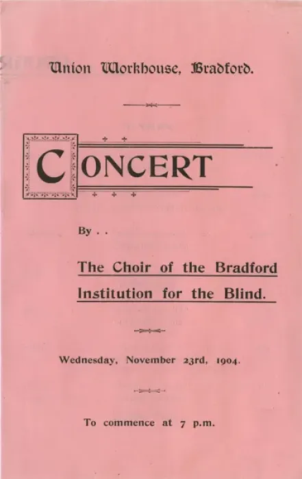 Framed Print : Bradford workhouse concert programme cover Framed Print : Bradford workhouse concert programme cover