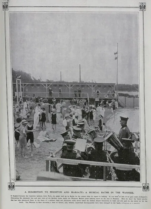 Framed Print : Brass band playing to bathers Wannsee, Berlin, Germany Framed Print : Brass band playing to bathers Wannsee, Berlin, Germany