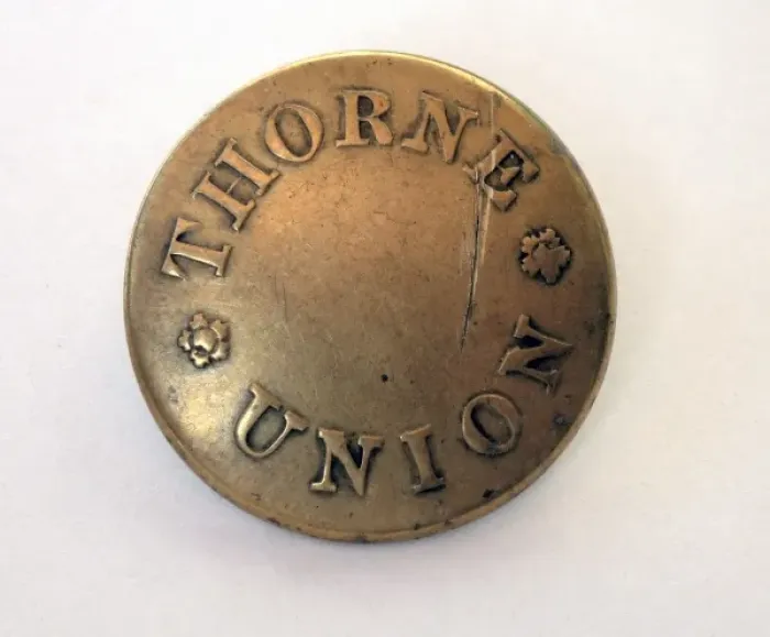 Framed Print : Brass Button from Thorne Union Workhouse, London Framed Print : Brass Button from Thorne Union Workhouse, London