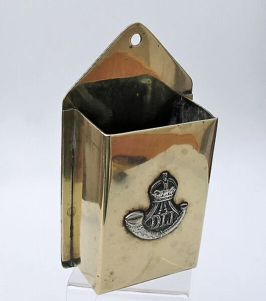 Brass pen  /  pencil holder with badge of the DLI
