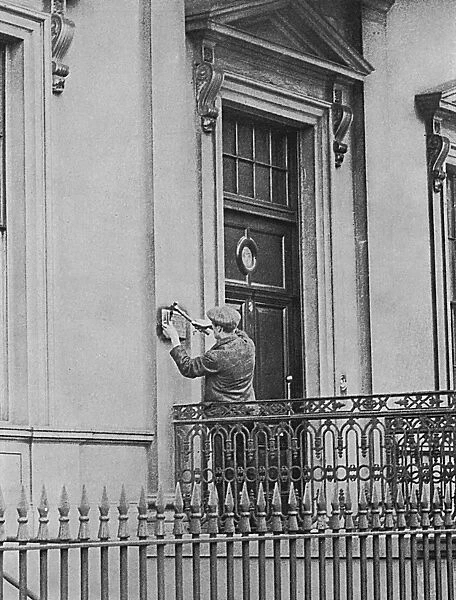 The brass plate at the German Embassy removed during WWI