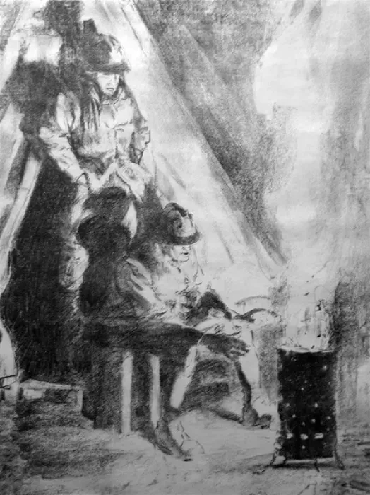 Framed Print : The Brazier - Somme, December 1916 Framed Print : The Brazier - Somme, December 1916