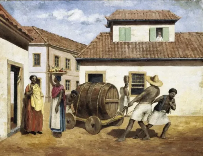 Framed Print : Brazil (s. XIX). Afro-Americans. Oil on canvas Framed Print : Brazil (s. XIX). Afro-Americans. Oil on canvas