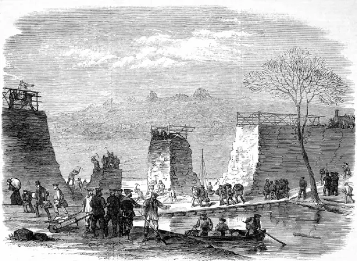 Framed Print : A break in the railway at Pontoise; Franco-Prussian War, 187 Framed Print : A break in the railway at Pontoise; Franco-Prussian War, 187