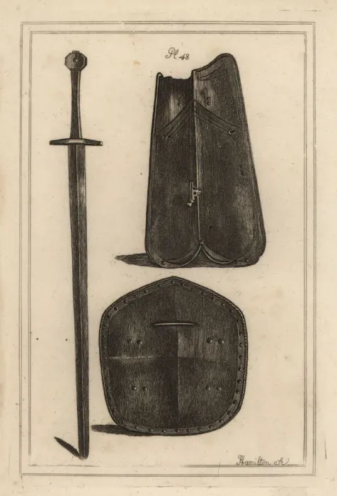 Framed Print : Breastplate, shield and two-handed sword Framed Print : Breastplate, shield and two-handed sword