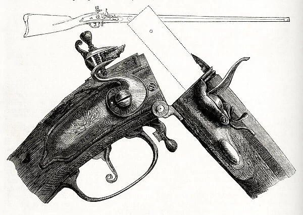 Breechloader rifle, in use around 1700. Ammunition is loaded via the rear end of