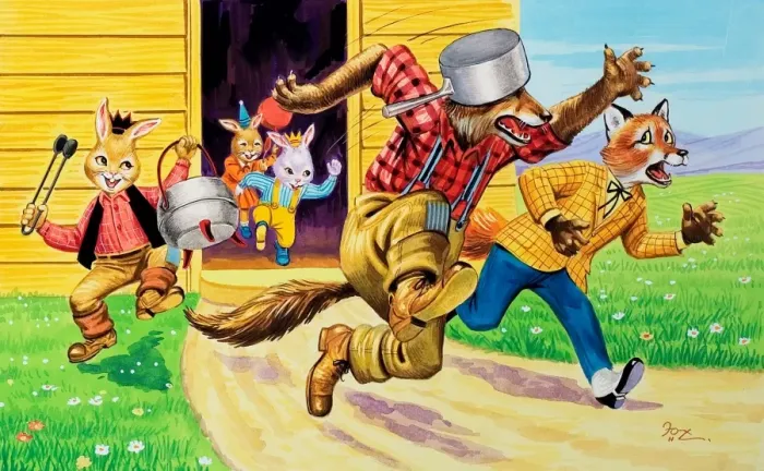 Framed Print : Brer Rabbit, friends and saucepans Framed Print : Brer Rabbit, friends and saucepans