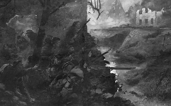 Framed Print : Breton marines defend the town of Dixmude, November 1914 Framed Print : Breton marines defend the town of Dixmude, November 1914