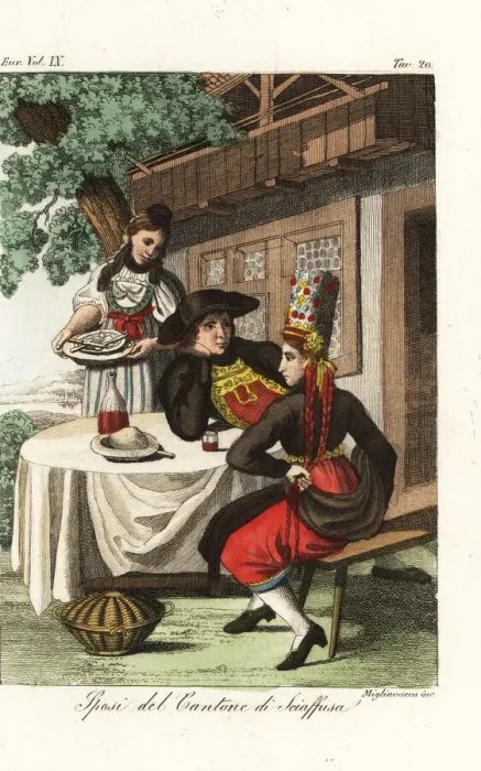 Framed Print : Bride and groom of the Canton of Schaffhausen, Switzerland Framed Print : Bride and groom of the Canton of Schaffhausen, Switzerland