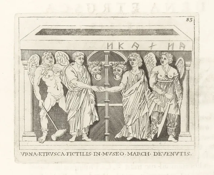 Framed Print : Bride and groom with winged deities from an Etruscan urn Framed Print : Bride and groom with winged deities from an Etruscan urn