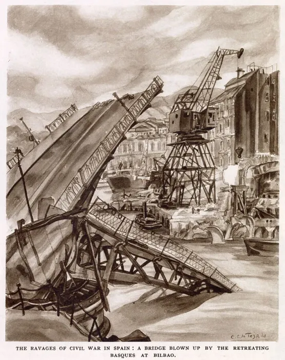 Framed Print : Bridge Blown up in Bilbao; Spanish Civil War 1937 Framed Print : Bridge Blown up in Bilbao; Spanish Civil War 1937