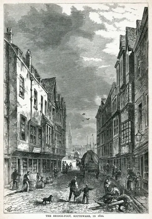 Framed Print : Bridge-foot, Southwark 1810 Framed Print : Bridge-foot, Southwark 1810