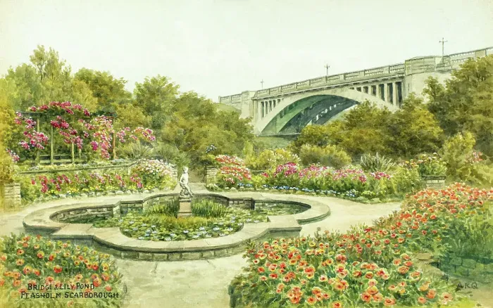 Framed Print : Bridge and Lily Pond, Peasholm, Scarborough, North Yorkshire Framed Print : Bridge and Lily Pond, Peasholm, Scarborough, North Yorkshire