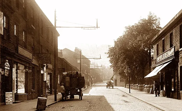 Framed Print : Bridge Street, Ramsbottom, early 1900s Framed Print : Bridge Street, Ramsbottom, early 1900s