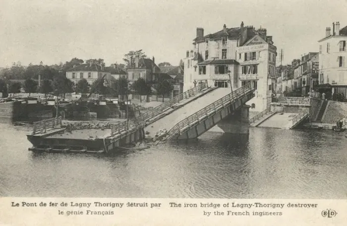 Framed Print : Bridge of Thorigny-sur-Marne - destroyed by French Engineers Framed Print : Bridge of Thorigny-sur-Marne - destroyed by French Engineers