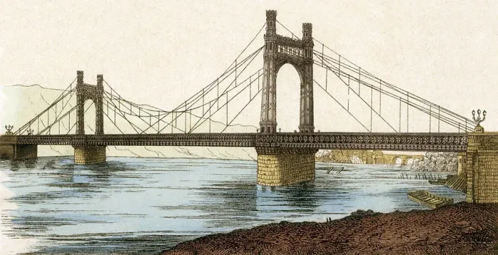 Framed Print : Bridge with Two Towers Date: 1880 Framed Print : Bridge with Two Towers Date: 1880