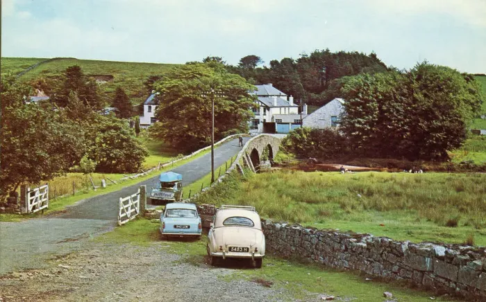 Framed Print : Two Bridges, Dartmoor, Devon - postcard, unknown publisher Framed Print : Two Bridges, Dartmoor, Devon - postcard, unknown publisher