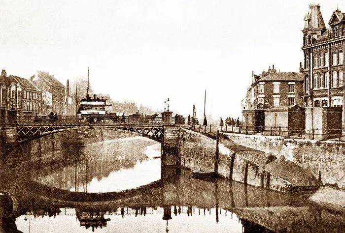 Framed Print : Bridgwater Bridge and Quay Victorian period Framed Print : Bridgwater Bridge and Quay Victorian period