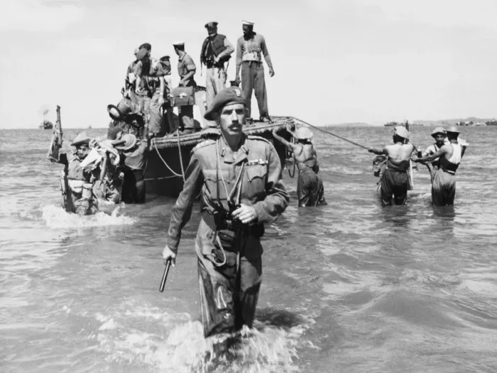 Framed Print : Brigadier Cotterill-Hill wades ashore - Burma Framed Print : Brigadier Cotterill-Hill wades ashore - Burma