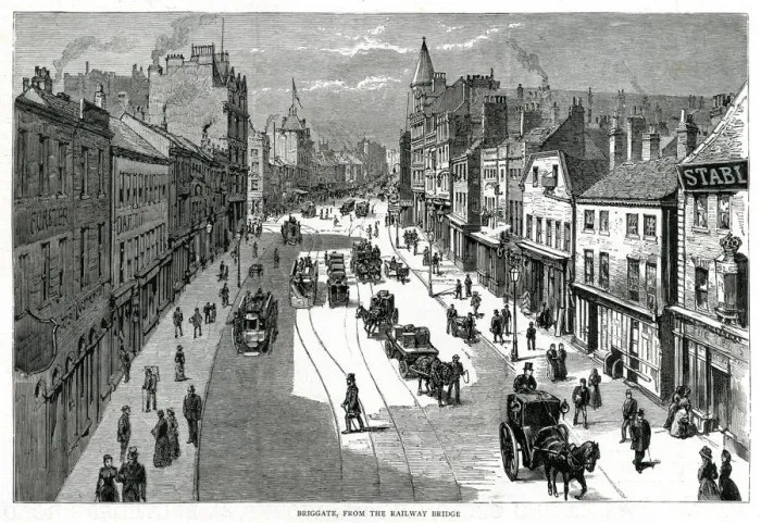Framed Print : Briggate - Leeds, Yorkshire 1885 Framed Print : Briggate - Leeds, Yorkshire 1885