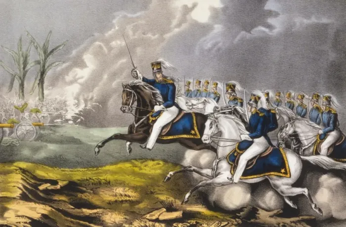 Framed Print : The brilliant charge of Capt. May--At the Battle of Resaca d Framed Print : The brilliant charge of Capt. May--At the Battle of Resaca d