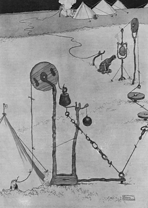 Framed Print : Bring the Batman (patented by Germany), Heath Robinson Framed Print : Bring the Batman (patented by Germany), Heath Robinson