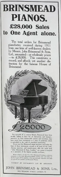 Framed Print : Brinsmead Pianos advert Framed Print : Brinsmead Pianos advert