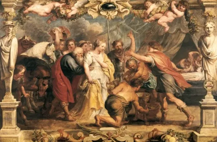 Framed Print : Briseis Given back to Achilles Framed Print : Briseis Given back to Achilles